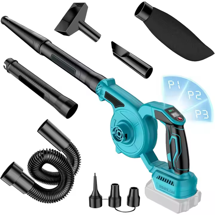 Soplador eléctrico sin escobillas 2 en 1, barredora de jardín de hojas caídas/nieve, inalámbrica, ajustable, 3 velocidades, para batería Makita de 18V (sin batería) - 1