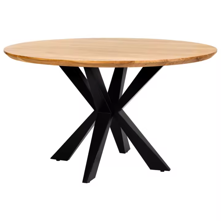 Mesa de comedor redonda borde suizo de madera de acacia D130x77 - 1