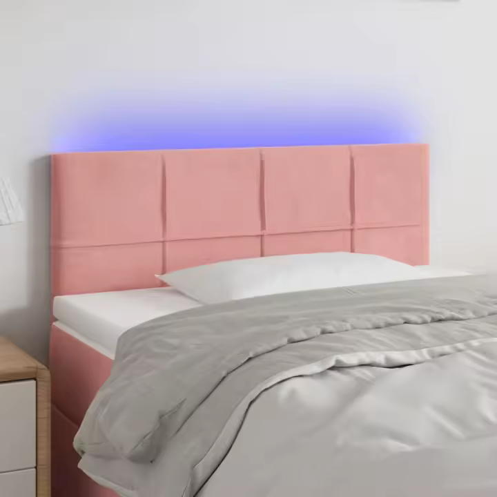 vidaXL Cabecero con LED de terciopelo rosa 80x5x78/88 cm - 1
