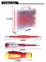 Juego De Destornilladores Aislados 26 En 1 1000V Para Electricista Doble Cabeza Magnética Removible Hexágonal Torx Quadrado Phillips Trabajar En Electrónica - details 5