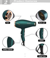 Secador De Pelo Kemei 1500W Con Viento Caliente Y Frío Plegable Compacto Para Uso En Salones Y Hogar Herramientas De Estilizado De Cabello - details 2
