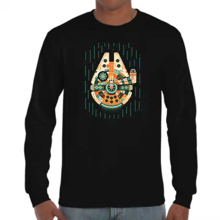 The Fan Tee Camiseta Manga larga de HOMBRE Star Wars Dark Vather Luke Yoda Jedi Sith Millennium Falcon Milenario 402 - 1