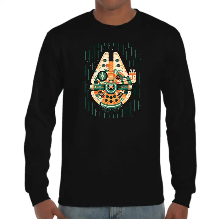 The Fan Tee Camiseta Manga larga de HOMBRE Star Wars Dark Vather Luke Yoda Jedi Sith Millennium Falcon Milenario 402 - 1