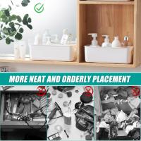 Bailtouk 3 Piezas Caja de Almacenamiento, Cajas Organizadoras de Plastico, Cestas Organizadoras con Asas Pequeños de Almacenaje para Cocina, Armario, Oficina, Baño (28×9,5×10cm) - details 2