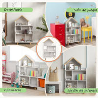 ZONEKIZ Estantería para Juguetes para Niños Organizador Infantil de 3 Niveles con 1 Techo Carga 50 kg para Sala de Juegos Habitación Guardería 65x25x108,5 cm Blanco - details 5