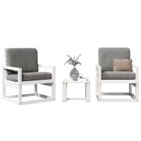 vidaXL Juego de muebles de jardín 3 pzas madera maciza abeto Douglas en color Douglas natural/Pino natural/Blanco y más | almacenamiento funcional diseño moderno para baño dormitorio sala - details 2