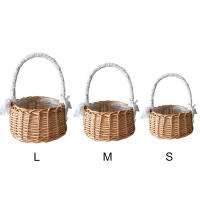 Cesta De Almacenamiento Tejida Para Boda Cumpleaños Y Decoración Del Jardín Hogar Con Manija Y Cinta De Rattan Flor - details 4
