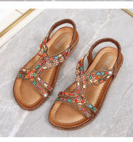 Zapatos de playa con diamantes de imitación 2025, cabeza redonda, tacón plano de alta gama, estilo hueco, cómodos zapatos de mujer para pleno verano - details 26