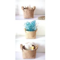 Cesta De Almacenamiento De Juta Tejida Con Algodón Y Lino Para Mesa Organizador De Juguetes Y Ropa Ecológico Plegable - details 4