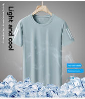 Camiseta De Hombre De Seda De Hielo Alta Calidad Transpirable Para Verano Con Mangas Cortas Absorbedora De Sudor Rápida Secado Ideal Para Running - details 2