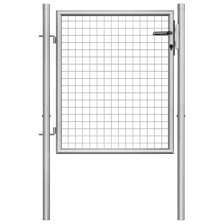 vidaXL Puerta de jardín acero galvanizado plateado 105x125 cm - 1