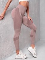 Pantalones De Yoga Para Mujer Cintura Alta Sin Costuras Levantamiento De Glúteos Elásticos Slimming Running Fitness Pants - details 10