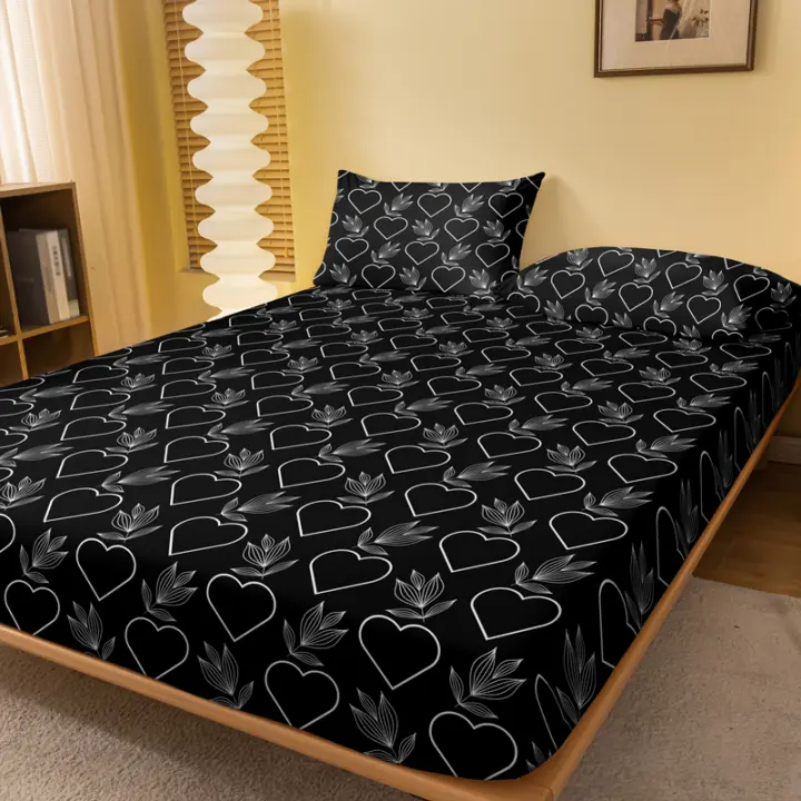 Sábana De Poliéster Con Patrón Floral En Forma De Corazón 1 Pieza Funda Para Cama Con Estampado En El Dormitorio - 1
