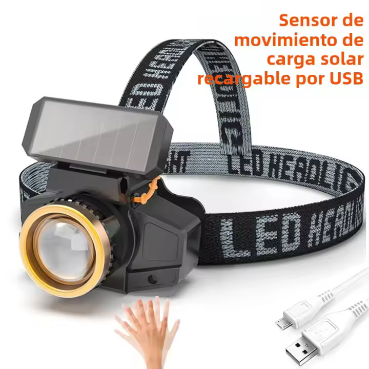 Linterna Frontal LED XPE Con Sensor De Movimiento Y Carga Solar Impermeable USB Para Camping Y Luz De Trabajo Torcha De Cabeza - 1