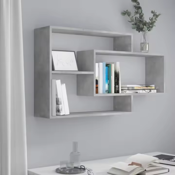Estantes de pared de contrachapada gris hormigón 104x20x58,5 cm - 1