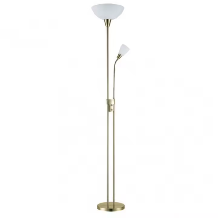 Lámpara de Pie FABRILAMP Deneb 1xe27+1xe14 con Lector Cuero - 1