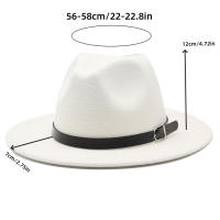 Sombrero De Paja Negra Para Hombres Y Mujeres Estilo Jazz Moda Casual Para Exteriores Primavera Verano Mezcla De Lana Y Poliéster - details 1