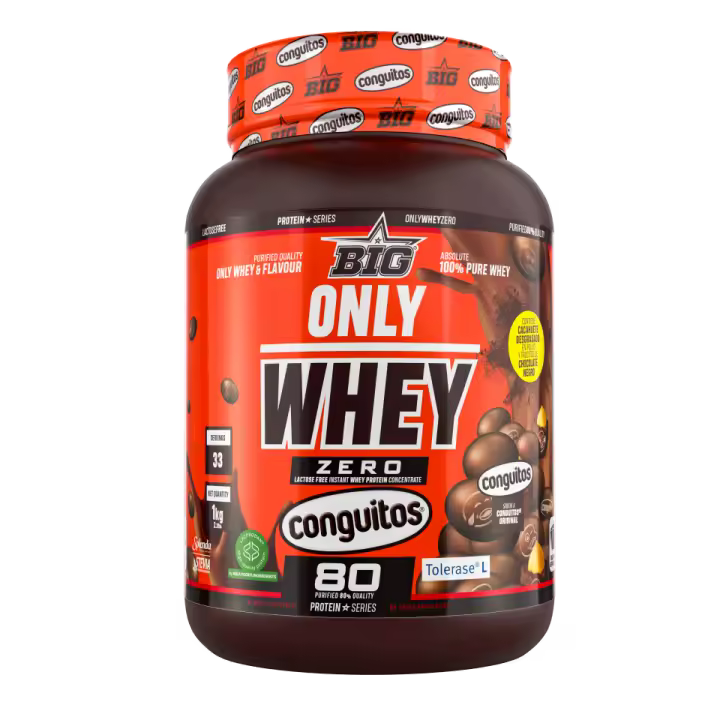 ONLY WHEY (1KG)  Conguitos Original - Big  + mix regalo  Baja en lactosa  Baja en azúcares  Calidad garantizada  Deliciosa  Nutritiva - 1