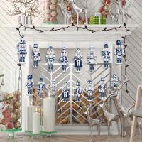 16 Piezas De Ornamentos De Navidad Con Patrón De Porcelana Azul Y Blanca Gato Teapot Nutcracker Figura De Papel Chinoiserie - details 2