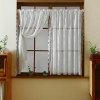 Cortina Corta De Encaje Negro Con Florales Blancos Decorativa Para Ventanas Pequeñas Y Puertas Protege La Privacidad Con Bolso De Percha - details 7
