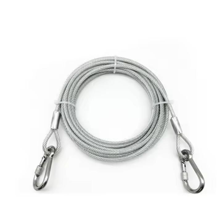 Correa De Acero Inoxidable Para Perros Con Dos Gancho Exterior Resistente Al Masticar Correa De Tracción Para Exterior Suministros Para Mascotas - 1