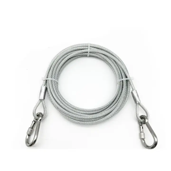 Correa De Acero Inoxidable Para Perros Con Dos Gancho Exterior Resistente Al Masticar Correa De Tracción Para Exterior Suministros Para Mascotas - 1
