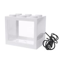 Acuario Pequeño Con Lámpara LED Iluminada En Forma De Pez Miniatura Con Paisaje Marino Y Algas Juguete De Plástico Para Decoración De Escritorio Tamaño 12x8x9.5cm Colores Rojo Negro Blanco - details 9