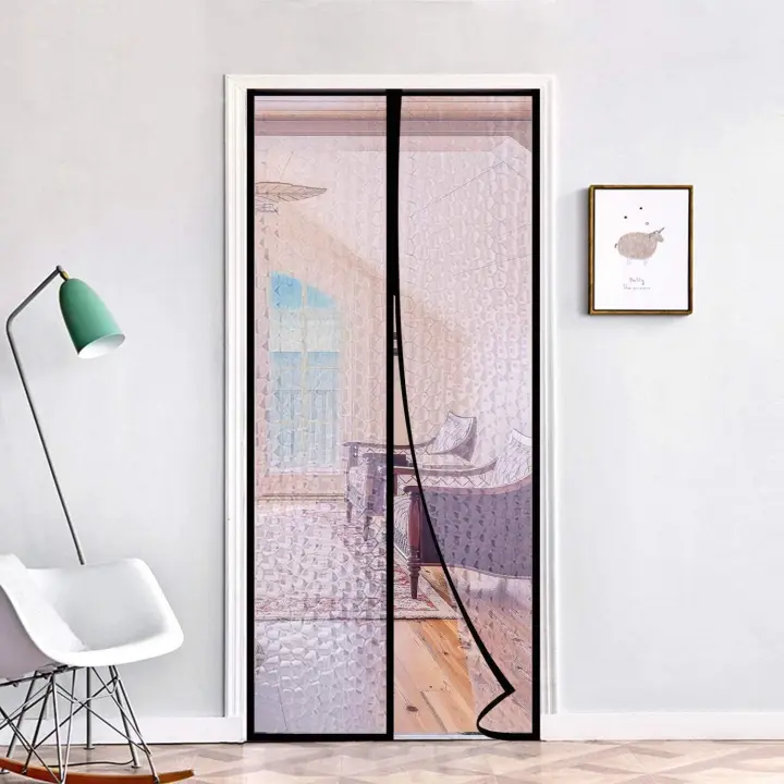 Cortina magnética con aislamiento térmico para puerta de patio, cierre automático mantener el calor en invierno fresco verano aire acondicionado, calefacción, habitación, hogar, cocina (90 x 210 cm) - 1