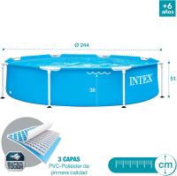 Intex Piscina Desmontable Redonda Metal Frame Familiar Color Azul, Material Resistente Triple Capa, Tubular, Infantil - details 0