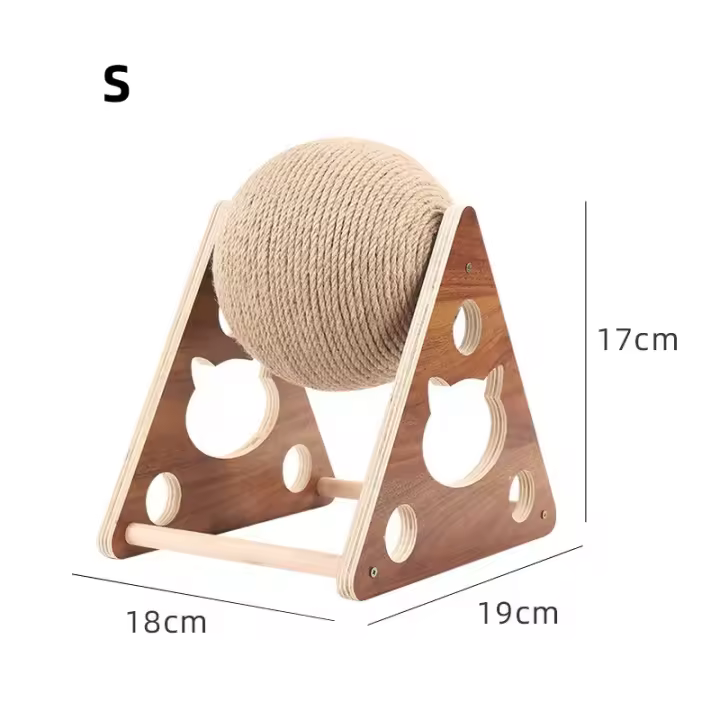 Juguete Para Gatos De Madera Sólida Con Alambre De Sisal Duradero Y Natural Juguete De Afilado Para Gatos Con Cordón De Sisal Para Subir Y Escalar - 1