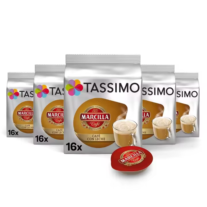 Pack 5 cajas de Café con leche Marcilla 16 servicios sistema Tassimo 8711000502518 - 1