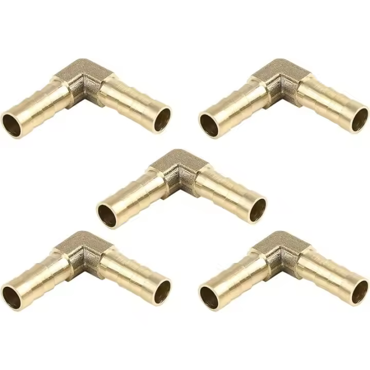 Conexión de Rosca macho Aire Agua agua 5 UDS 8mm laton Codo de púa conector de Manguera de 90 Grados - 1