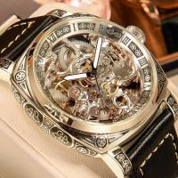 Reloj Mecánico Automático Para Hombre Estilo Business Negro De Zinc Con Luminiscencia Y Tourbillon Hueco Display Romano Resistente Al Agua - details 0