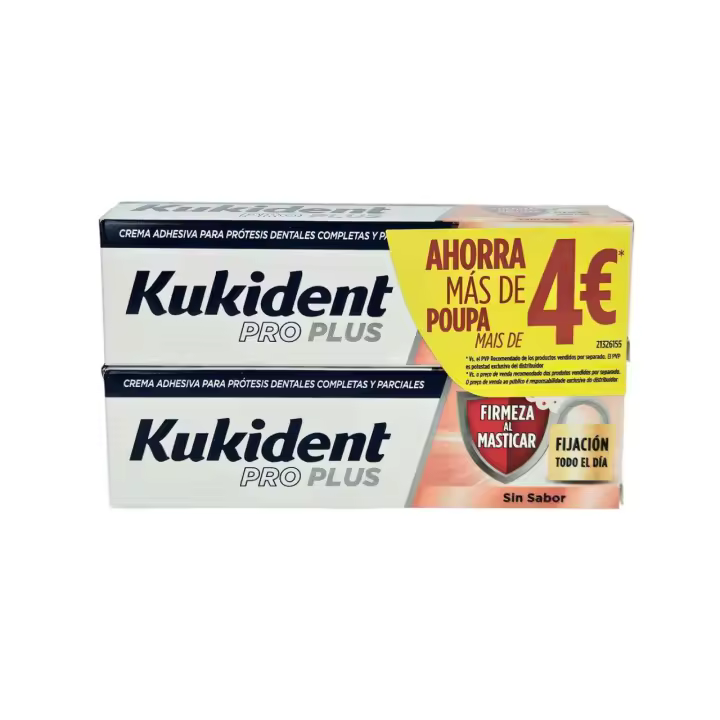Kukident Pro Plus Firmeza Al Masticar 2x40g Sin Sabor Promo - 1