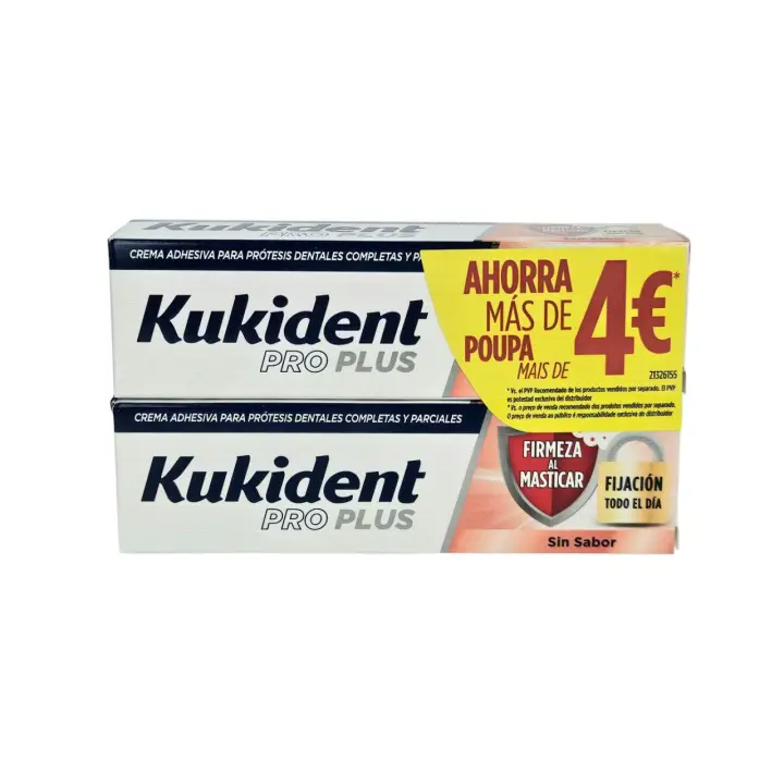 Kukident Pro Plus Firmeza Al Masticar 2x40g Sin Sabor Promo - 1