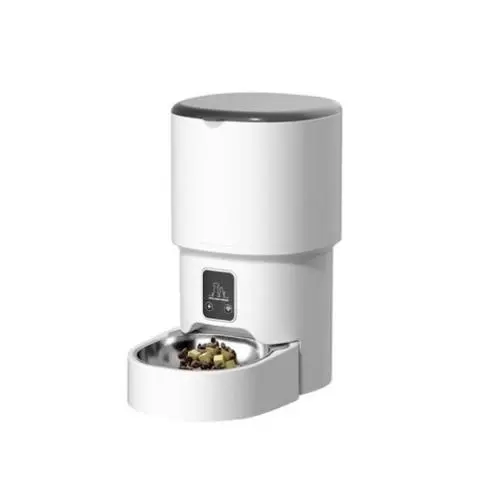 COTTECOTA-Comedero Automático para Mascotas con Depósito de Alimento – Dispensador de Comida para Gatos y Perros con Tapa Antipolvo y Cuenco de Acero Inoxidable, Capacidad de 4 litros - 1