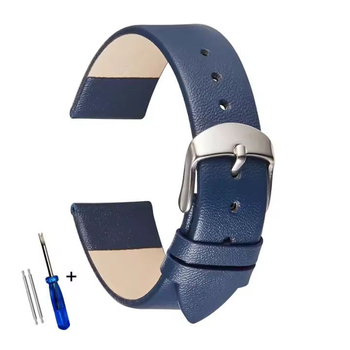 Correa De Reloj De Cuero Genuino 14mm-22mm Mallas Finas Y Suaves Compatible Con Relojes Tradicionales Cómoda Y Duradera - 1