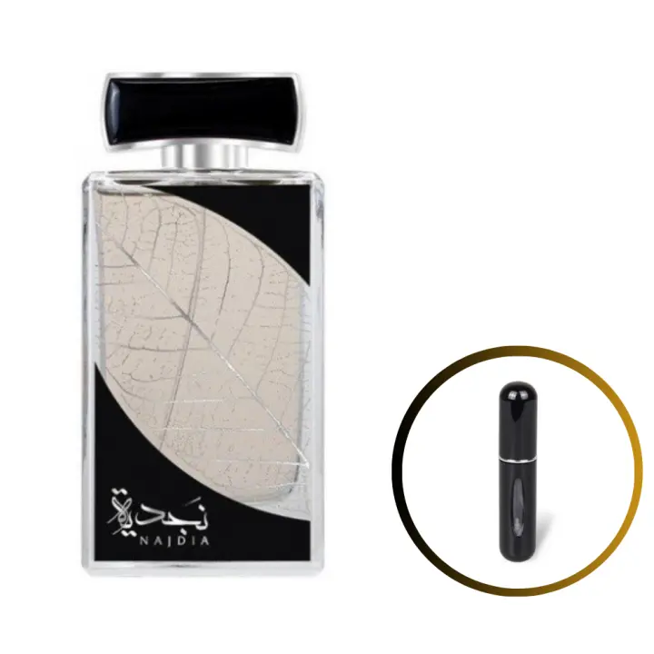 Perfume NAJDIA Lattafa100ml +ATOMIZADOR 5ml Recargable GRATIS! Para Hombre Perfume Árabe Original De Dubai Emiratos Árabes, oriental - 1