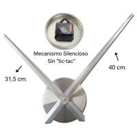 Reloj Pared DIY Horas 3D Grande Hasta 130 Cm. Diámetro Moderno Adhesivo Espejo Plateado Acrílico Gigante Enorme Decorativo Silencioso Digital Hogar Salón Cocina Dormitorio Peluquería Restaurante Bar Hotel Hostal Comercio Oficina Negocio - details 1