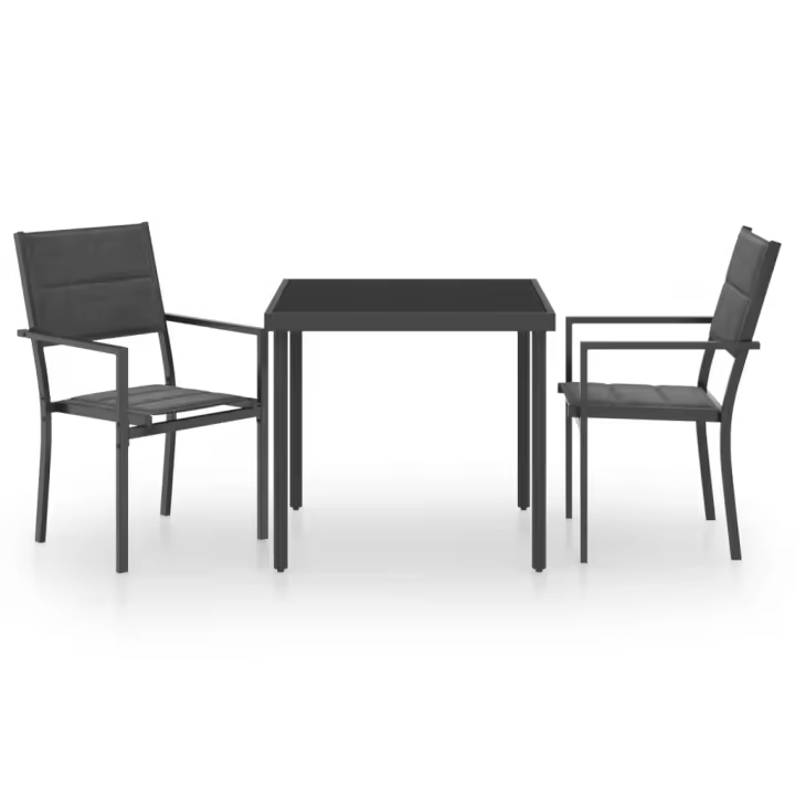vidaXL Juego de comedor para jardín 3 piezas acero - 1