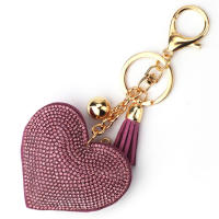 Llavero De Corazón De Cuero Con Borla Y Diamantes Para Mujeres Y Niñas Accesorios Para Bolso Y Mochila Llavero Clásico De Forma De Corazón - details 2
