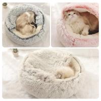 Cama De Peluche Larga Para Gato Confortable Saco De Dormir Refugio Para Pequeños Mascotas Cálido Y Profundo Descanso Almohadilla Redonda Aislada Para Mascotas - details 6