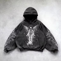 Sudadera De Capucha Retro Gótica Para Hombre Y Mujer Estampado Gráfico Hip Hop Punk Grunge Casual Suelta Streetwear Otoño E Invierno - details 1