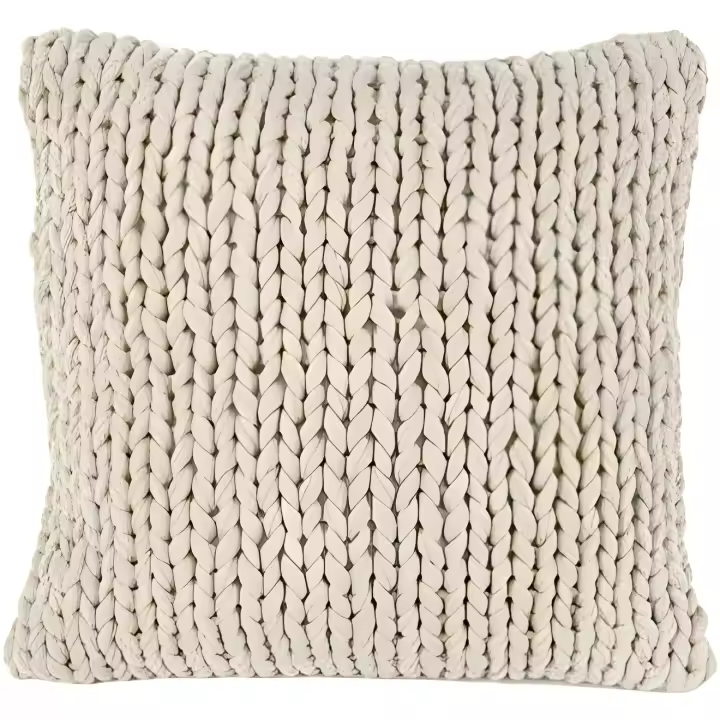 Nielsen Design Funda de Cojín Marlin de Punto Grueso 50x50cm - Blanco Crema - 100% Algodón - Oeko-Tex - Acogedor Cojín Elegante a la Moda - Decorativo - Sofá - 1