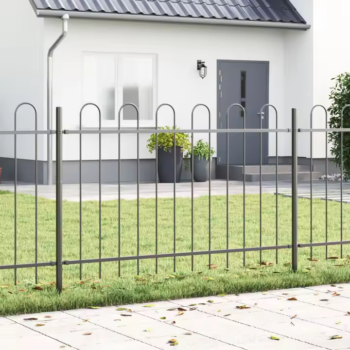 valla de jardín vidaXL con arco gris 3,4x1 m de acero - 1