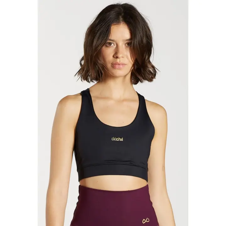Sujetador Deportivo Mujer  Negro Top Elegant Deporte Yoga Running Gym Ditchil - 1