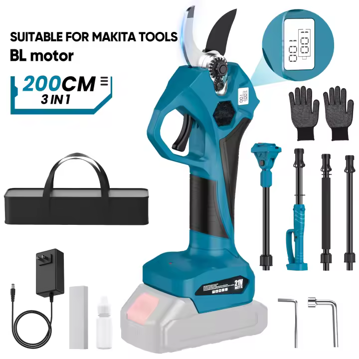 55mm Podadora eléctrica inalámbrica de 21V, Equipado con alargador de 2 m , tijeras de podar eficientes para árboles frutales, bonsái, cortador de ramas, herramientas de paisajismo - 1