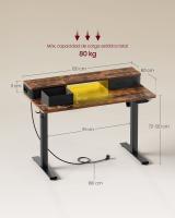 Escritorio Eléctrico Regulable en Altura 60x120cm, Uso con Ruedas Opcional, Soporte para Monitor, Gancho, Función Memoria, Marrón Rústico - details 7