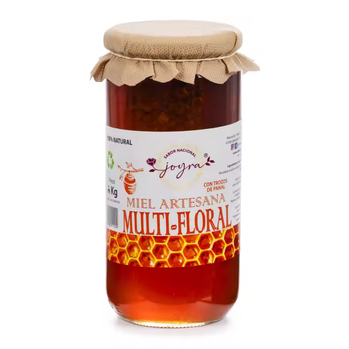 ARTE SABOR Miel 100% natural, pura, cruda, Multifloral con trozos de panal 1000gr 8x8x17 Cm. - 1