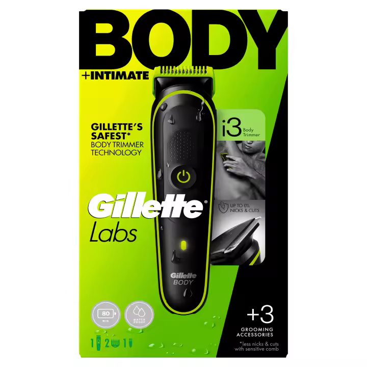 GilletteLabs i3 Body + Intimate Recortadora Corporal Para Hombres Con Tecnología Skinfirst, Impemeable - 1